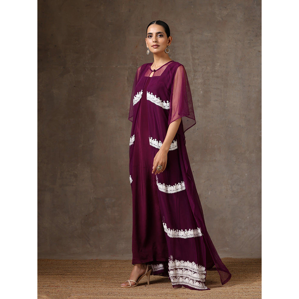 WAZIR C Purple Colored Kaftaan with Inner Dress (Set of 2)
