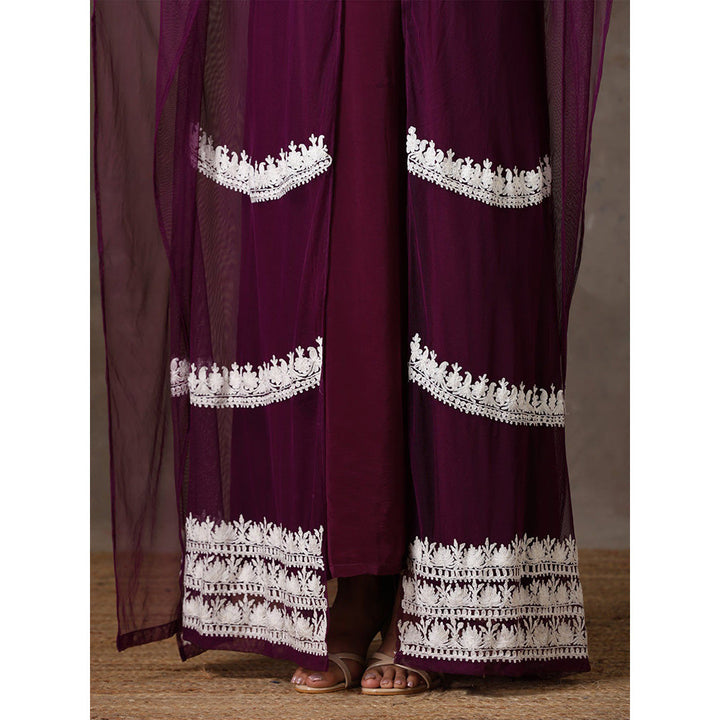 WAZIR C Purple Colored Kaftaan with Inner Dress (Set of 2)