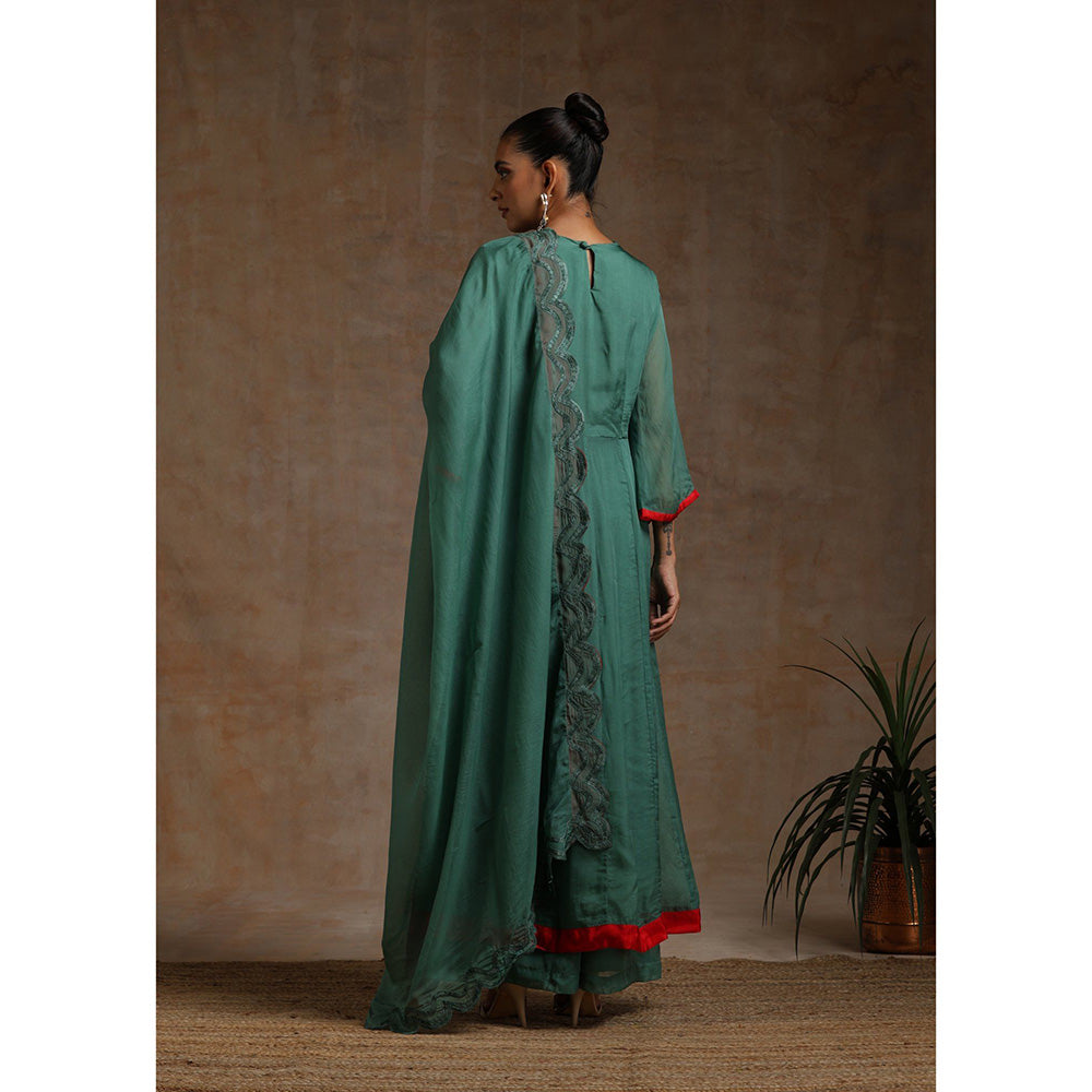 WAZIR C Anarkali Kurta And Flared Pant with Dupatta (Set of 3)