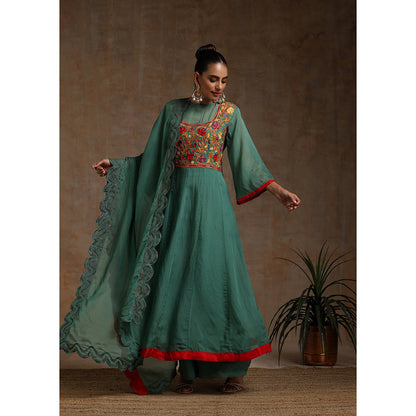 WAZIR C Anarkali Kurta And Flared Pant with Dupatta (Set of 3)