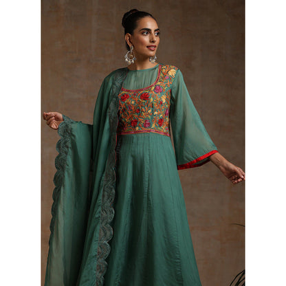 WAZIR C Anarkali Kurta And Flared Pant with Dupatta (Set of 3)