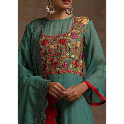 WAZIR C Anarkali Kurta And Flared Pant with Dupatta (Set of 3)