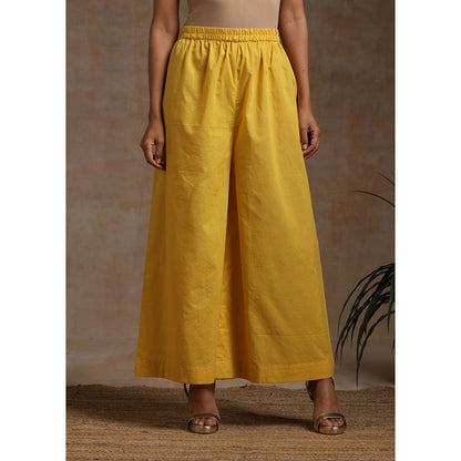 WAZIR C Pink Olive And Yellow Kurta Pant & Dupatta (Set of 3)