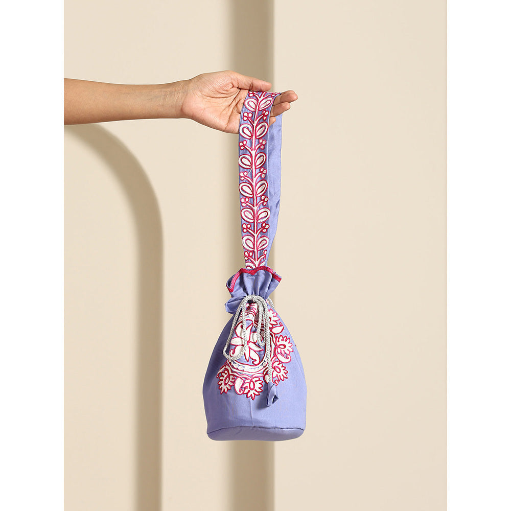 WAZIR C Gul Purple & Hot Pink Potli Bag