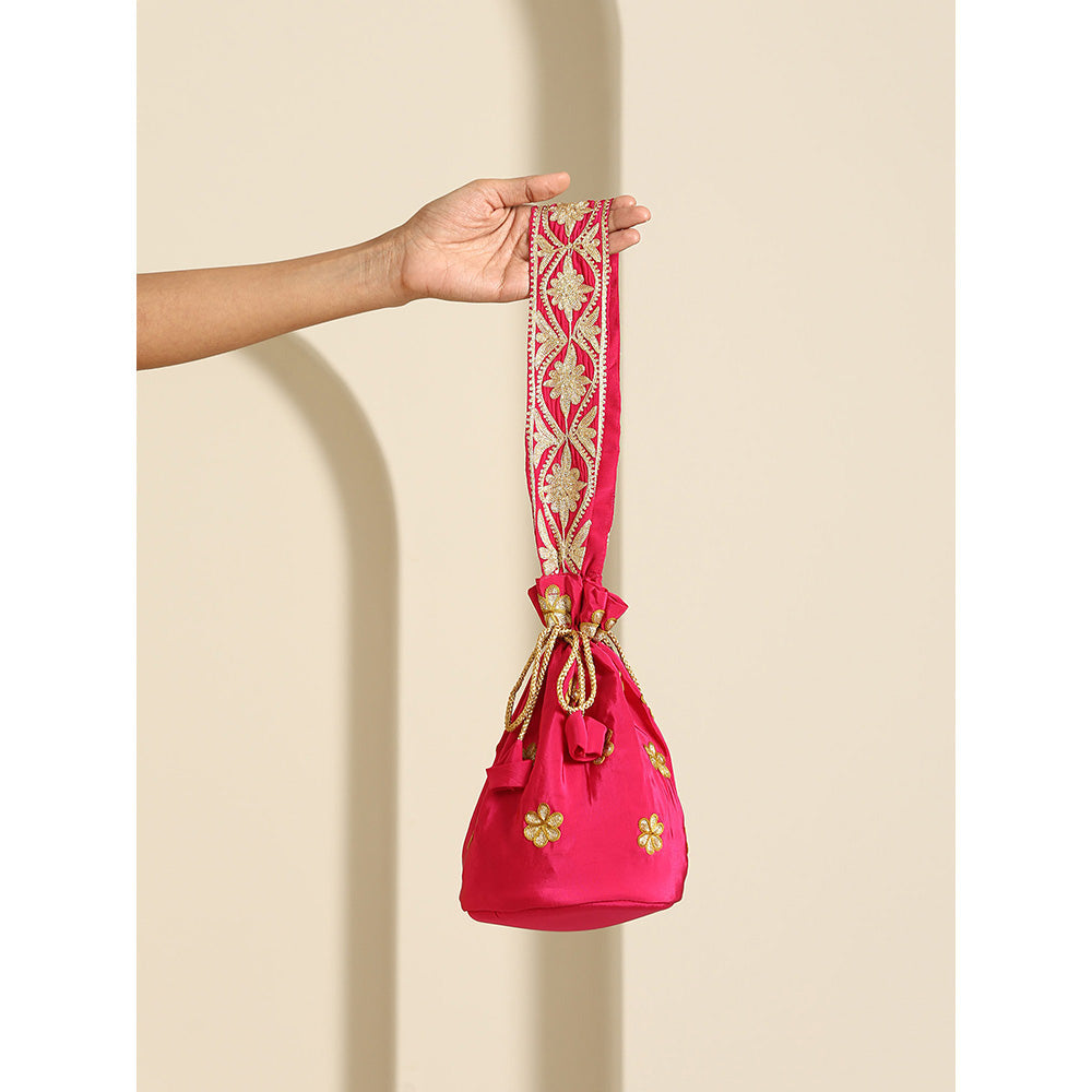 WAZIR C Gul Hot Pink Potli Bag