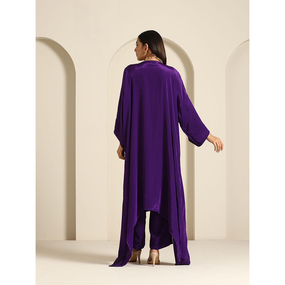 WAZIR C Gul Purple Kaftan with Pant (Set of 2)