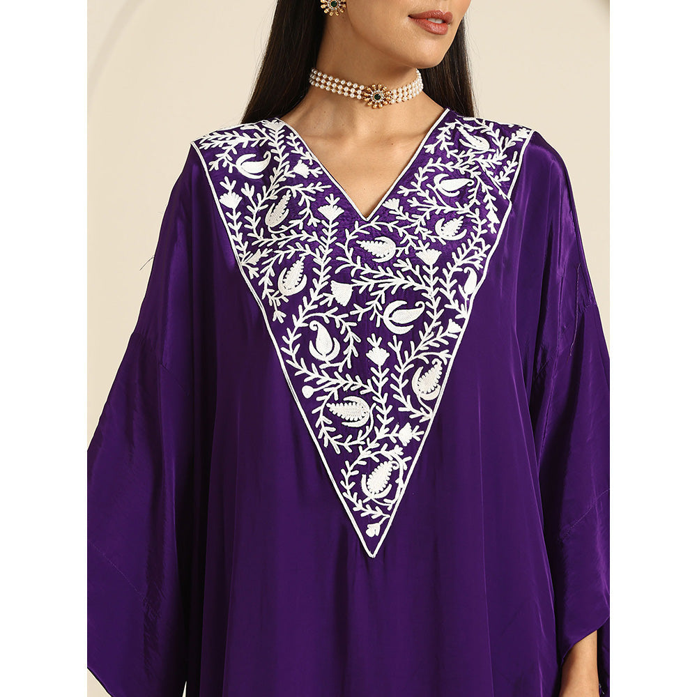 WAZIR C Gul Purple Kaftan with Pant (Set of 2)