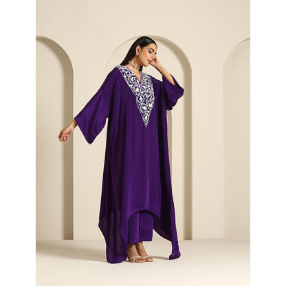 WAZIR C Gul Purple Kaftan with Pant (Set of 2)
