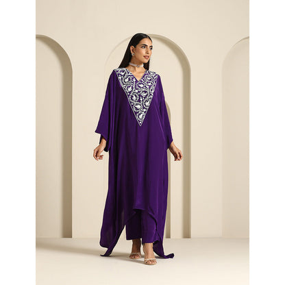 WAZIR C Gul Purple Kaftan with Pant (Set of 2)