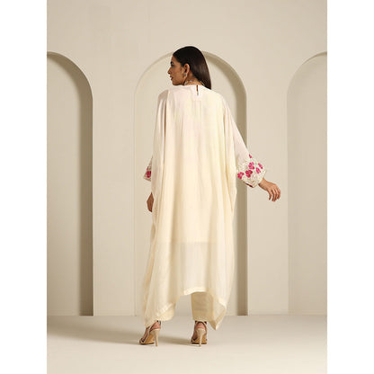 WAZIR C Gul Off White Kaftan with Pant & Slip (Set of 3)