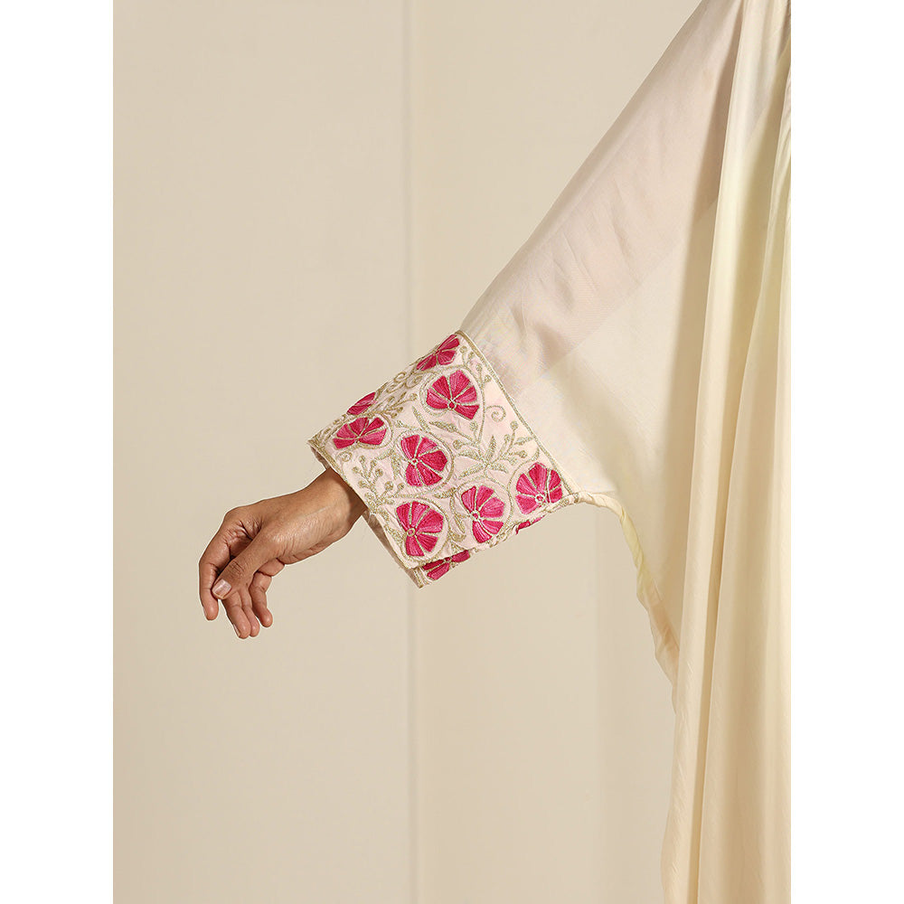 WAZIR C Gul Off White Kaftan with Pant & Slip (Set of 3)