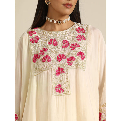 WAZIR C Gul Off White Kaftan with Pant & Slip (Set of 3)