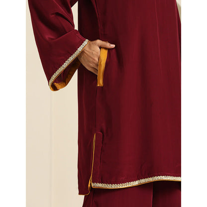 WAZIR C Gul Maroon Crepe Co Ord (Set of 2)