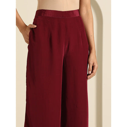 WAZIR C Gul Maroon Crepe Co Ord (Set of 2)