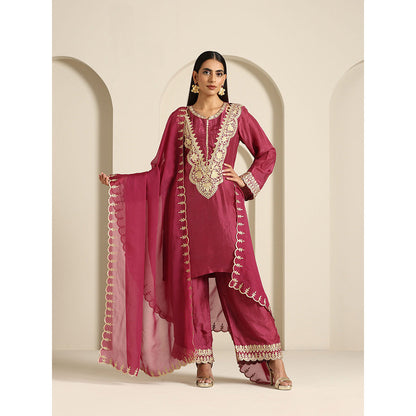 WAZIR C Gul Pink Mauve Shade Kurta with Pant & Dupatta (Set of 3)