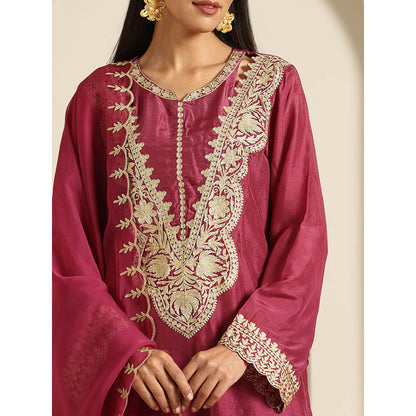 WAZIR C Gul Pink Mauve Shade Kurta with Pant & Dupatta (Set of 3)