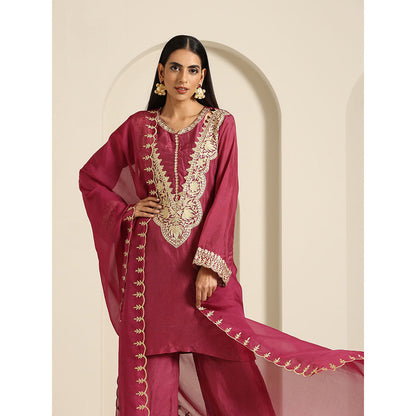 WAZIR C Gul Pink Mauve Shade Kurta with Pant & Dupatta (Set of 3)