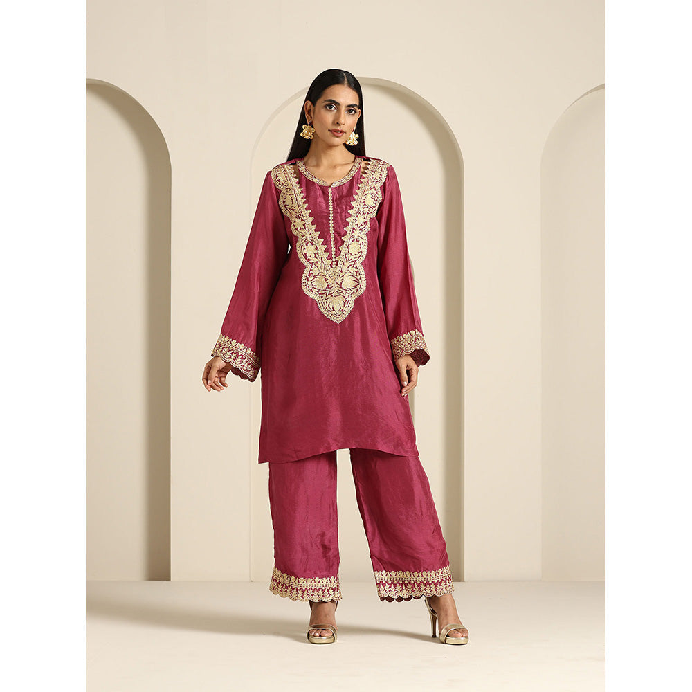 WAZIR C Gul Pink Mauve Shade Kurta with Pant & Dupatta (Set of 3)