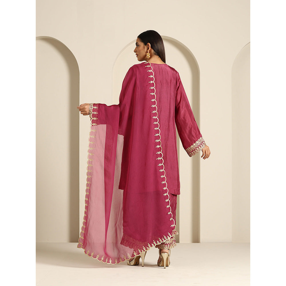 WAZIR C Gul Pink Mauve Shade Kurta with Pant & Dupatta (Set of 3)