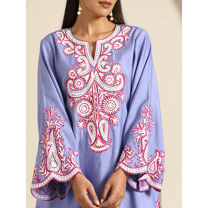 WAZIR C Gul Purple And Hot Pink Kurta with Pant & Dupatta (Set of 3)