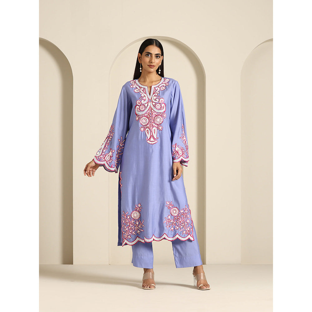 WAZIR C Gul Purple And Hot Pink Kurta with Pant & Dupatta (Set of 3)