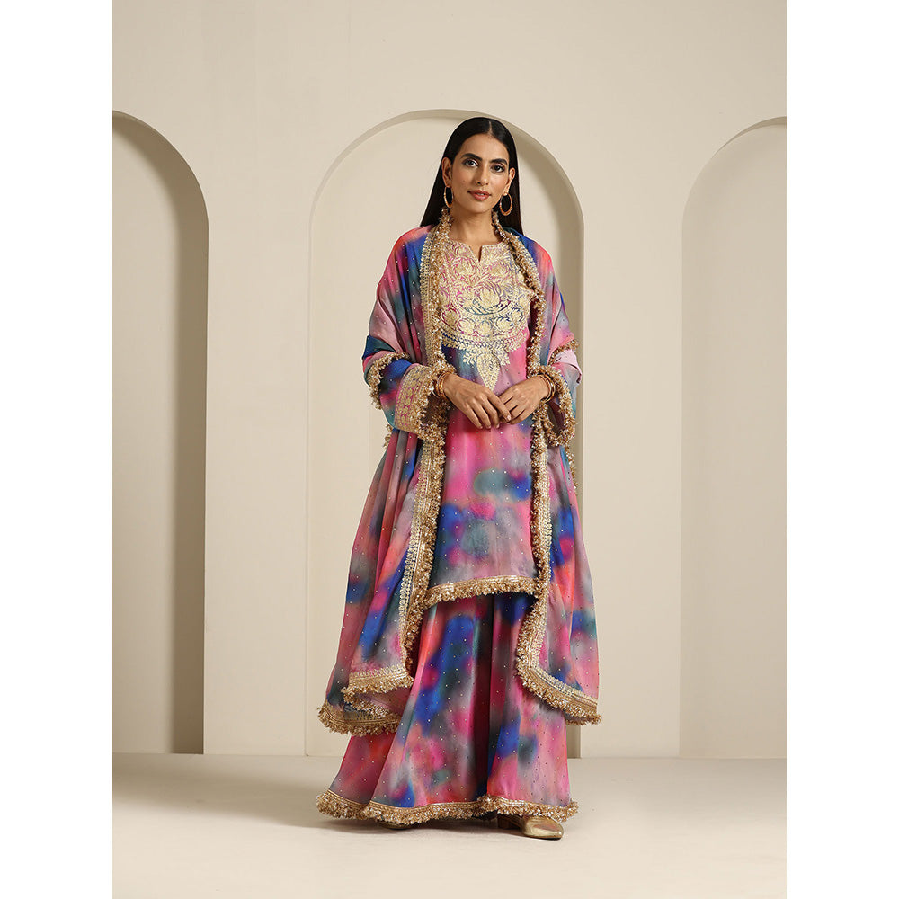 WAZIR C Gul Multicolor Kurta with Palazzo & Dupatta (Set of 3)