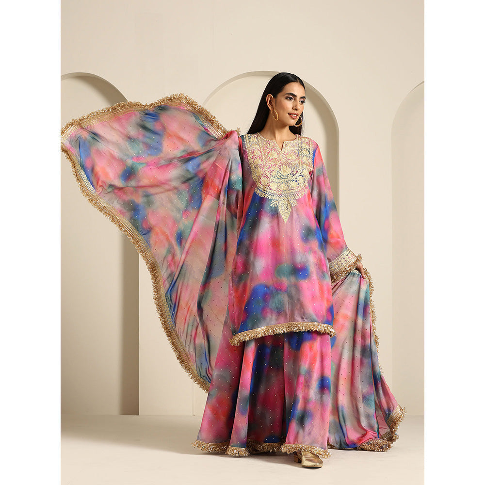 WAZIR C Gul Multicolor Kurta with Palazzo & Dupatta (Set of 3)