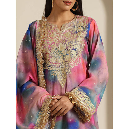 WAZIR C Gul Multicolor Kurta with Palazzo & Dupatta (Set of 3)