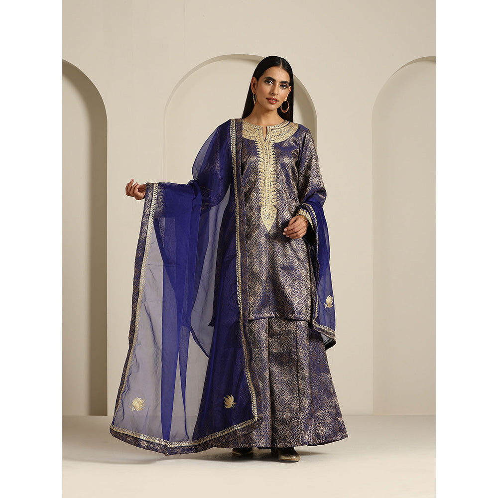 WAZIR C Gul Brocade Kurta with Palazzo & Dupatta (Set of 3)