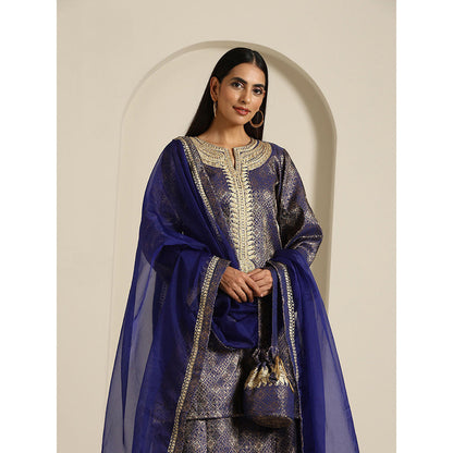 WAZIR C Gul Brocade Kurta with Palazzo & Dupatta (Set of 3)