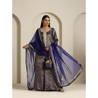 WAZIR C Gul Brocade Kurta with Palazzo & Dupatta (Set of 3)