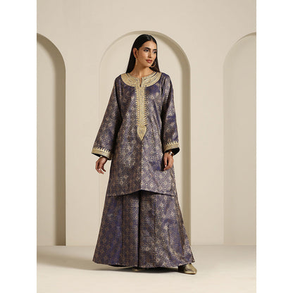 WAZIR C Gul Brocade Kurta with Palazzo & Dupatta (Set of 3)