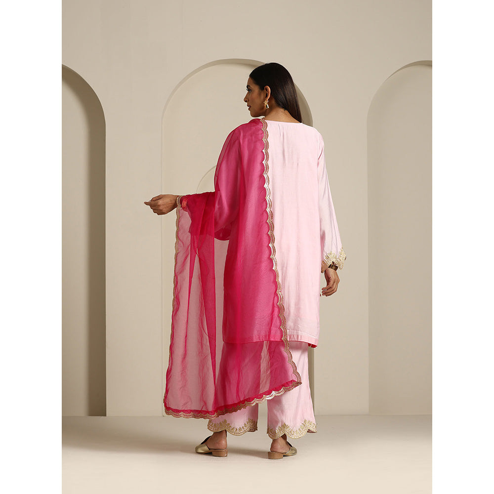 WAZIR C Gul Baby Pink And Hot Pink Kurta with Pant & Dupatta (Set of 3)