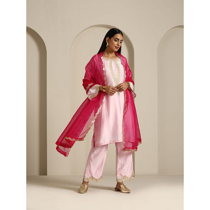 WAZIR C Gul Baby Pink And Hot Pink Kurta with Pant & Dupatta (Set of 3)