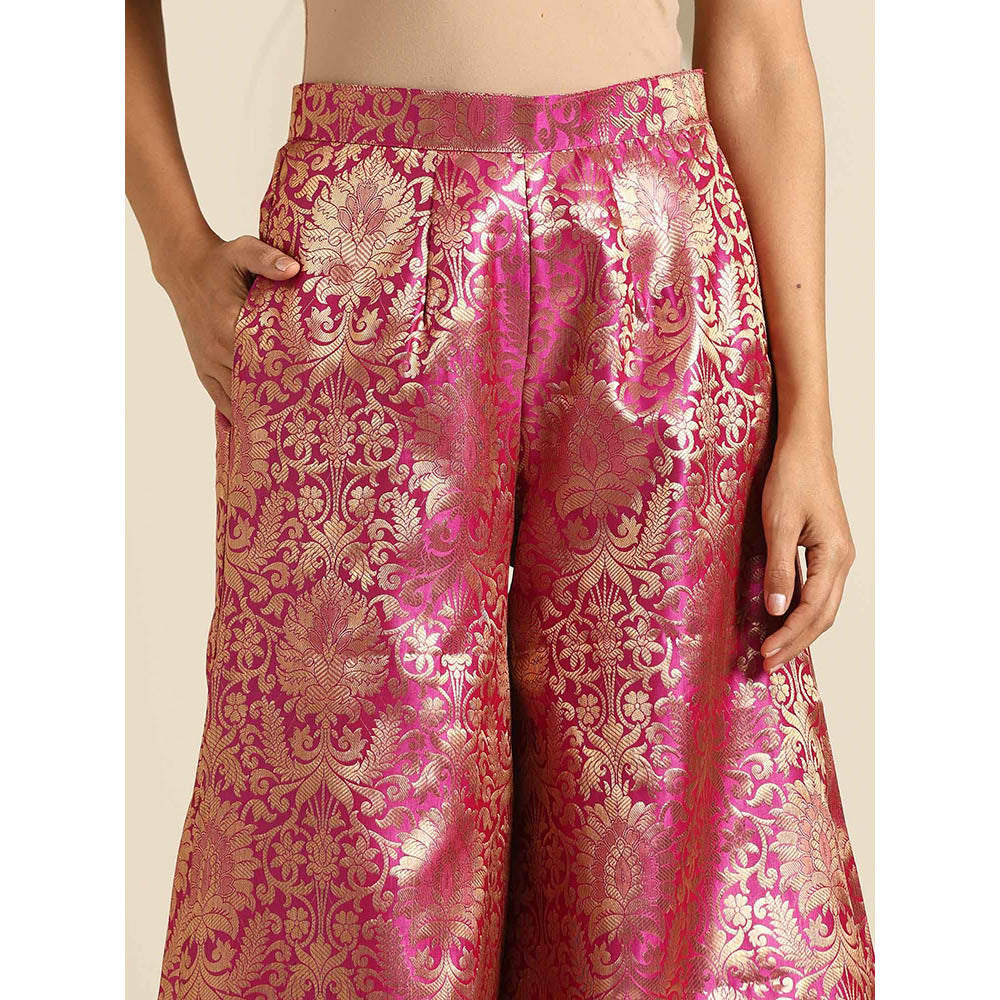 WAZIR C Gul Brocade Top with Pant (Set of 2)