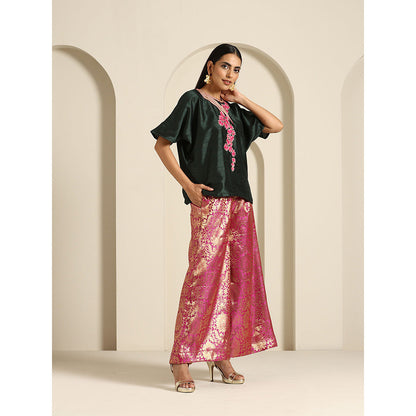 WAZIR C Gul Brocade Top with Pant (Set of 2)