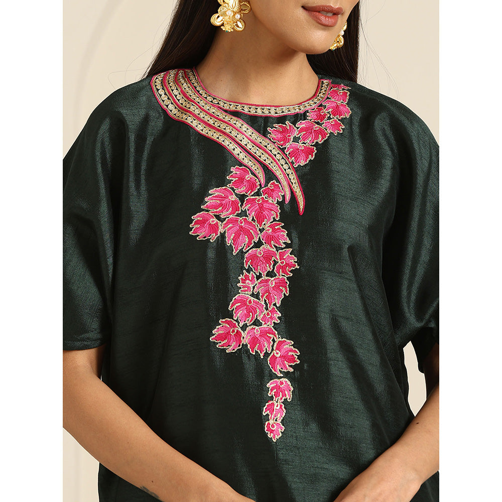 WAZIR C Gul Brocade Top with Pant (Set of 2)