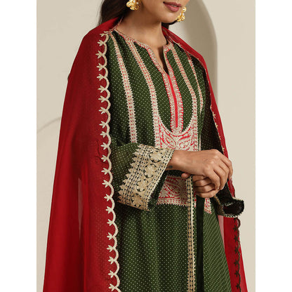 WAZIR C Gul Polka Dot Kurta with Salwar & Dupatta (Set of 3)