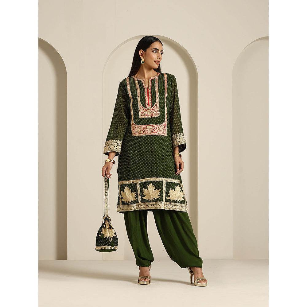 WAZIR C Gul Polka Dot Kurta with Salwar & Dupatta (Set of 3)