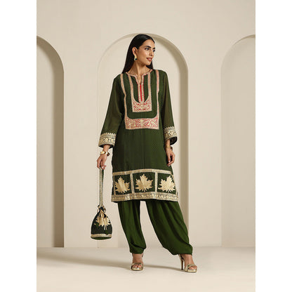 WAZIR C Gul Polka Dot Kurta with Salwar & Dupatta (Set of 3)