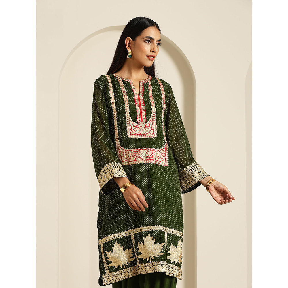 WAZIR C Gul Polka Dot Kurta with Salwar & Dupatta (Set of 3)