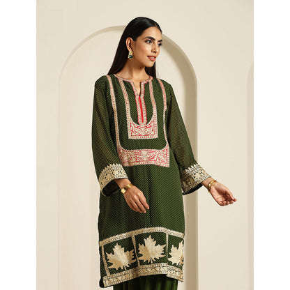 WAZIR C Gul Polka Dot Kurta with Salwar & Dupatta (Set of 3)