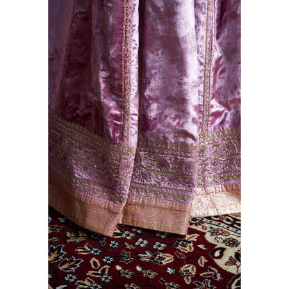 WeaverStory Hand Embroidered Grape Lehenga with Blouse & Organza Dupatta (Set of 3)