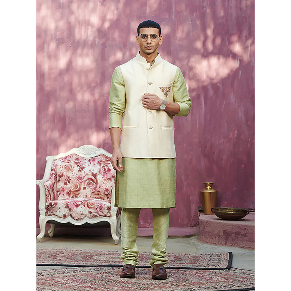 WeaverStory Off white Handcrafted Nehru Jacket