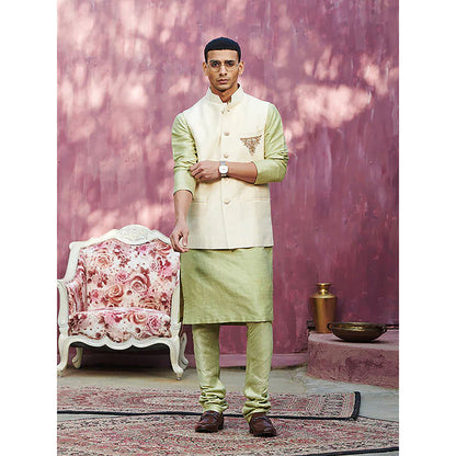 WeaverStory Off white Handcrafted Nehru Jacket