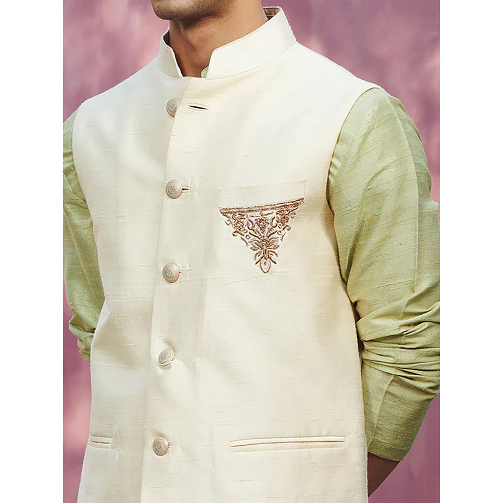 WeaverStory Off white Handcrafted Nehru Jacket