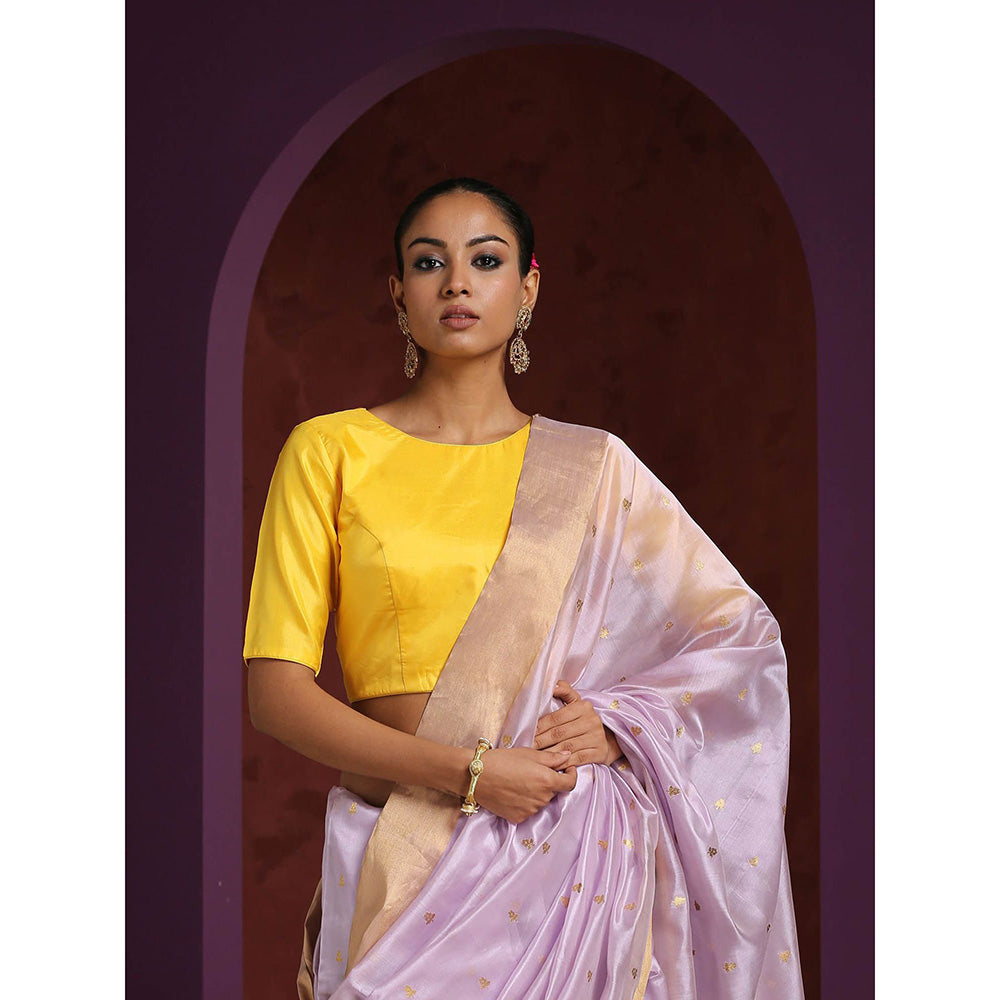 WeaverStory Handcrafted Yellow Pure Silk Blouse
