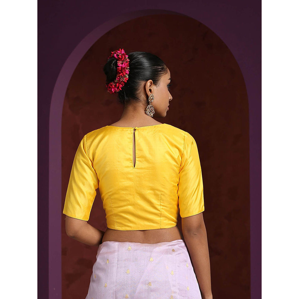 WeaverStory Handcrafted Yellow Pure Silk Blouse