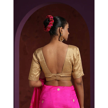 WeaverStory Gold Tissue Blouse with Pintuck and Underbust Band