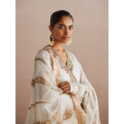 WeaverStory Mahjabeen Organza Angarkha with Pant and Organza Dupatta (Set of 3)